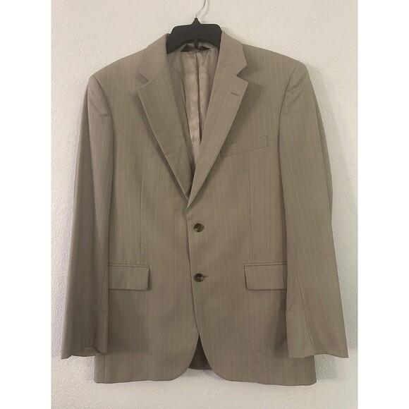 JOS A. Bank Beige Pinstripe Sport Blazer Coat Men's‎ SIZE 40R - Picture 1 of 11